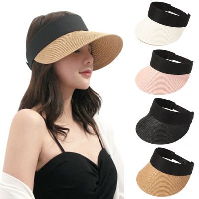 [hot]Foldable Portable Beach Hat Wide Brim Sun Hat Roll-up Summer Casual Straw Cap Visors For Women Women Summer Hat