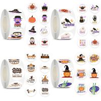 500pcs Happy Halloween Stickers 1 Inch Thank You Sticker Label for Halloween Holiday Party Gift Packaging Decor Envelope Sealing Stickers Labels