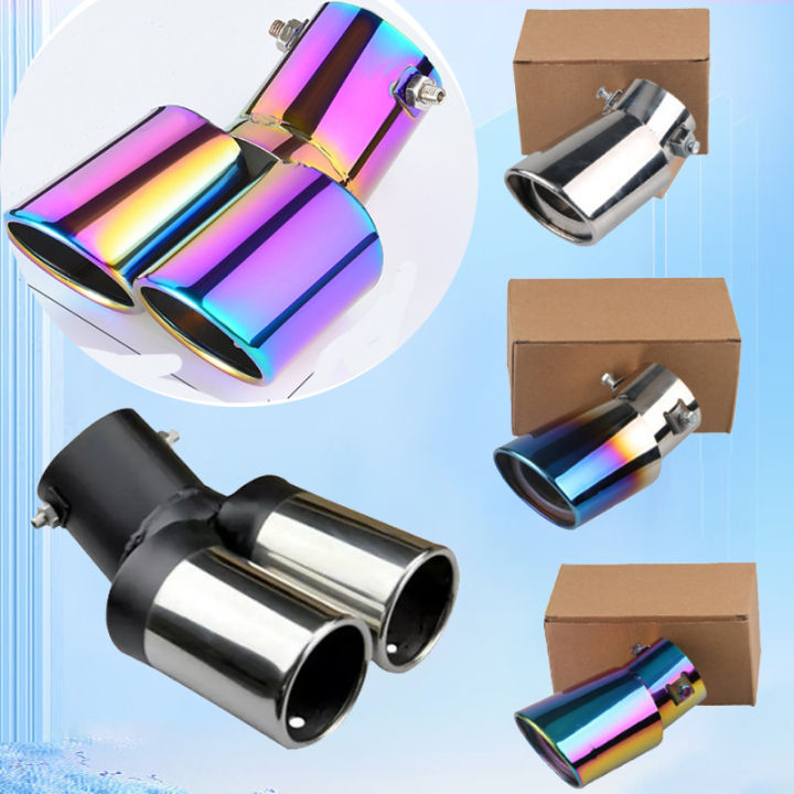 Car Round Exhaust Muffler Tip Stainless Steel Pipe Chrome Trim Modified