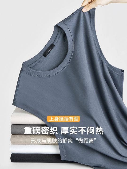 original-pure-cotton-mens-tank-top-270g-heavyweight-sleeveless-t-shirt-loose-trendy-solid-color-vest-summer-sports-fitness-undershirt
