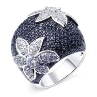 [COD] Cao Shi and wish hot retro exaggerated separation flower micro-inlaid zircon ring female party banquet