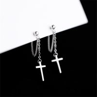 100 925 Sterling Silver Tassel Cross Stud Earrings For Women Kids 2020 Korean Wedding Jewelry boucle d 39;oreille Hypoallergenic