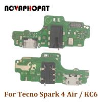 Novaphopat สำหรับ Tecno Spark 4ช่องเสียบหูฟัง,Kc6ช่องเสียบปลั๊กแท่นชาร์จยูเอสบีแจ็คเสียงไมค์ไมโครโฟนบอร์ดชาร์จสายเคเบิลงอได้