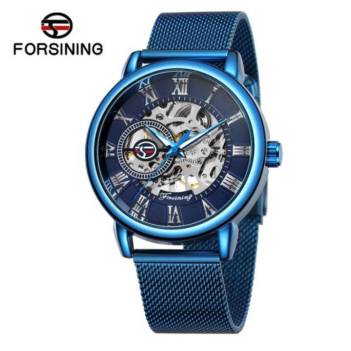 top-brand-forsining-skeleton-royal-retro-design-black-golden-dial-mechanical-watch-mesh-stainless-steel-band-luminous-wristwatch