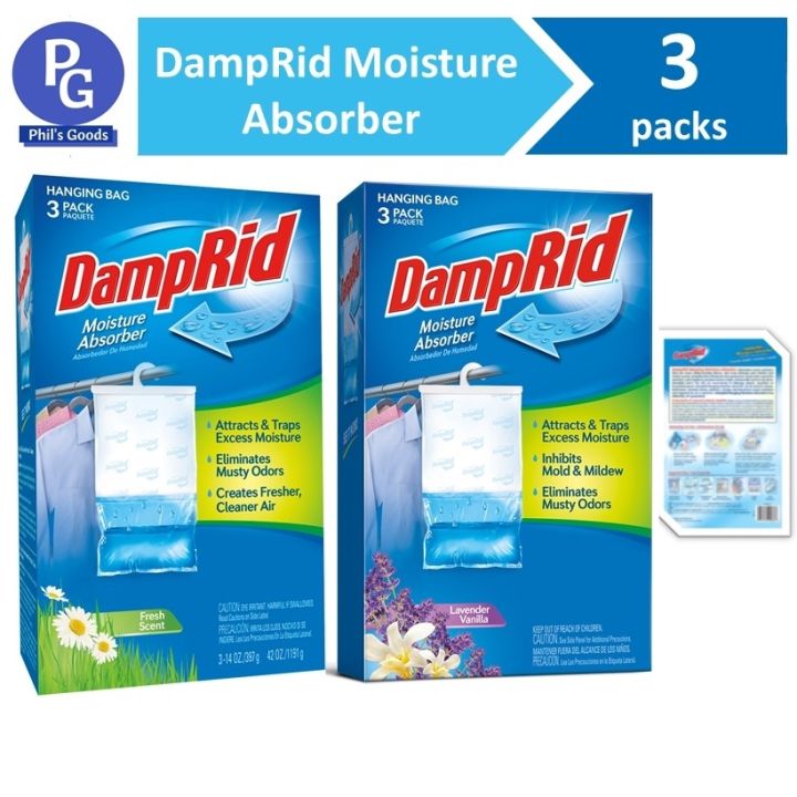 DampRid Fresh Scent Hanging Moisture Absorber, 3 Pack 