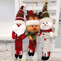 Cartoon Santa Claus Christmas Doll Elk Christmas Ornaments Pendant Xmas Tree Decorative Poducts Swing Spring Feet Doll Gifts Toy Christmas Ornaments