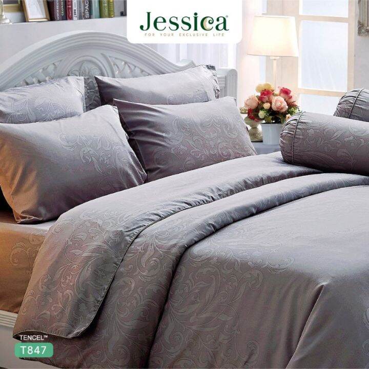 jessica-ชุดผ้าปูที่นอน-tencel-ทอ-500-เส้น-พิมพ์ลาย-graphic-t847-สีเทา-เจสสิกา-ชุดเครื่องนอน-5ฟุต-6ฟุต-ผ้าปู-ผ้าปูที่นอน-ผ้าปูเตียง-ผ้านวม-กราฟฟิก