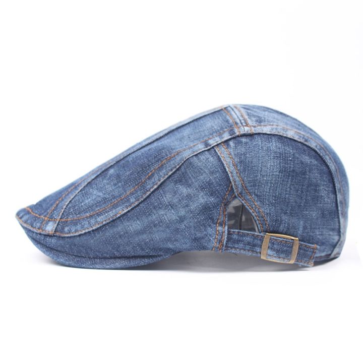 2022-jeans-beret-hat-for-men-denim-cap-fitted-cabbie-flat-gorras