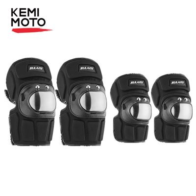 KEMIMOTO Motorcycle Stainless Steel Knee Pads Elbow Pads Outdoor Riding Short Thickened Protectors Gears Guards Moto Off-Road Knee Shin Protection