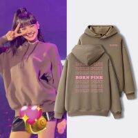 2023 NEW【คุณภาพสูง】KPOP BLACKPINK BORN สีชมพูคอนเสิร์ต100 ผ้าฝ้าย Hoodie ผู้ชายผู้หญิง Plus ขนาดฤดูใบไม้ร่วงฤดูหนาวเกาหลีหลวมเสื้อกันหนาว Harajuku แฟชั่น Streetwear Tops