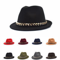 สั้น Brim Simple Church Derby Top หมวกปานามาสีทึบ Felt Fedoras หมวกสำหรับชายหญิงขนสัตว์ประดิษฐ์สไตล์อังกฤษ Trilby