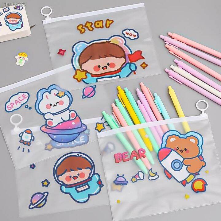 15-pcs-cartoon-waterproof-zip-bag-plastic-21-x-17cm-document-pen-filing-products-pocket-folder-office-school-pencil-bag-supplies