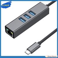 LONGB แล็ปท็อป ตัวแยกสัญญาณ 3.0 USB 3พอร์ต ฮับ USB Type-C อะแดปเตอร์อีเทอร์เน็ต 1000Mbps Expander