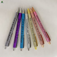 ปากกาพลาสติกเคลือบคำพูดพร้อมข้อความสร้างแรงบันดาลใจหัวปากกาสไตลัสปากกาสำนักงานพับเก็บได้7ชิ้น