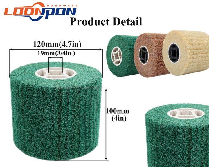 120x20x100mm-non-woven-nylon-abrasive-flap-wheel-brush-wire-drawing-polishing-burnishing-drum-wheel-for-stainless-steel-1pc