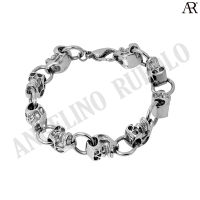 ANGELINO RUFOLO Bracelet ดีไซน์ Skull Chain สร้อยข้อมือผู้ชาย Stainless Steel 316L(สแตนเลสสตีล)คุณภาพเยี่ยม สีเงิน