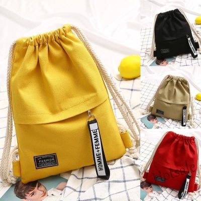【hot sale】☄ C16 Korea Drawstring backpack canvas simple School bag Travel Shoulder Bag Beg Backpack Drawstring Pocket Casual Bag School Bag Womens Drawstring Bag Students Lightweight Sports Bags