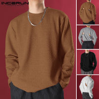 Beehoo INCERUN Mens Hollow Out Backless Pullover Tops เสื้อแขนยาว Vintage Warm Sweater T Shirt