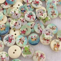 100pcs Christmas Wood Buttons Star DIY Craft Scrapbook Sewing WB34 Haberdashery