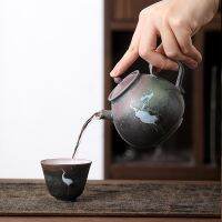 【hot】✈ 260ml Pot Kettle Jingdezhen Chinese Stoneware Kiln Changing Color Kung Fu Set Infuser