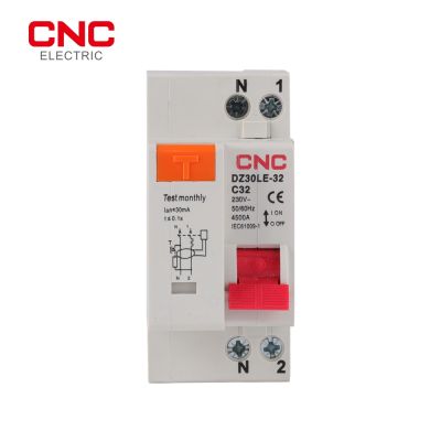 CNC DZ30LE-32 230V 1P N 36mm Residual Current Circuit Breaker with Over and Short Current Leakage Protection RCBO MCB