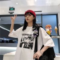 Korean Women Oversized BF Short Sleeve Shirt Drop Shoulder Loose Printed Cool Tee T-shirts