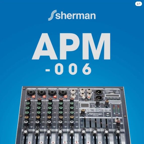 sherman-apm-006-เพาเวอร์มิกเซอร์-6ch-กำลังขับ-1000-วัตต์-ดิจิทัลเอฟเฟ็กต์-99-โปรแกรม-สำหรับงานเวที-และระบบเสียงขนาดเล็ก-กลาง-มีอีควอไลเซอร์-5-แบนด์