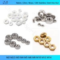 Hex Nut M2 M2.5 M3 M4 M5 M6 M8 M10 M12 M14 nilon/Zine/kuningan/A2 304 mur SteelHexagon Stainless untuk sekrup baut