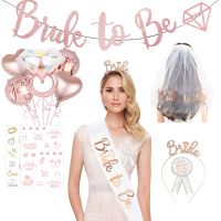 1Set Bride To Be Veil Badge Strap Pull Flag Wedding Decorations Bridal Shower Tattoo Sticker Gift Bachelorette Party Supplies