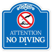 }qi โลโก้ทรัพย์สินโลโก้สระว่ายน้ำตกแต่งโลโก้อลูมิเนียมคอมโพสิต Attention NO DIVING Sign ป้าย