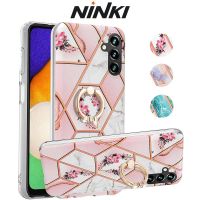 NINKI เคสโทรศัพท์ Samsung Galaxy A14 5G TPU เคสที่มีห่วงสำหรับถือขาตั้งส่องแสงเป็นประกายวิบวับมีสไตล์เคสโทรศัพท์กาแล็คซี่หินอ่อนแบบบางปลอกซิลิโคนผู้หญิงสำหรับ Samsung Galaxy A14/A34/A54 5G