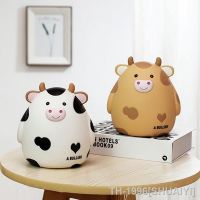 ┇❀✳ Cartoon Cows Shaped Piggy Bank Caixa de moedas plástica Frasco poupança dinheiro Moedas e caixa dinheiro