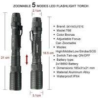 SKYWOLFEYE T6 Senter LED T6 5 Mode Anti Air untuk Fokus