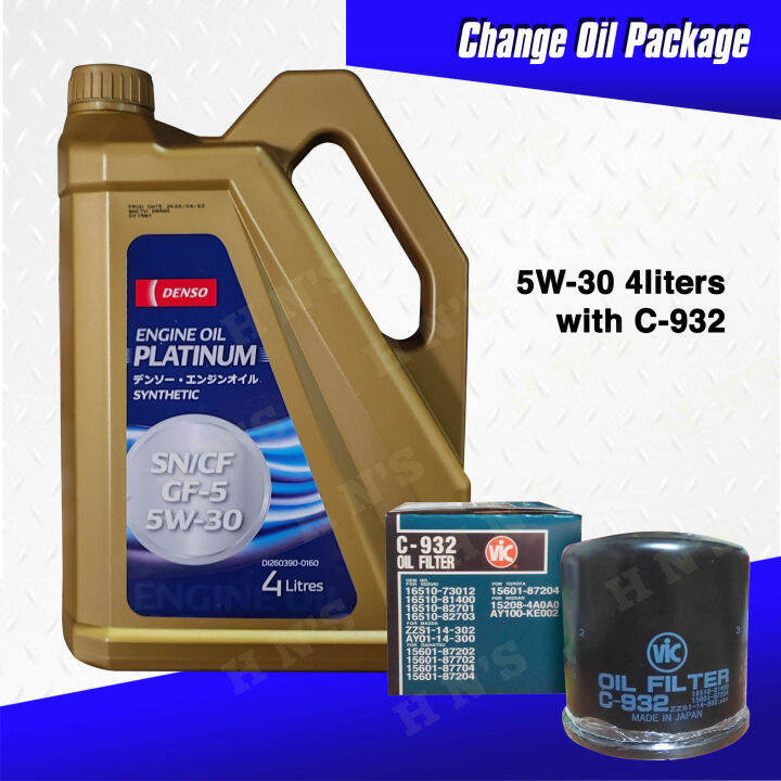 Denso Engine Oil Platinum 5W30 Oil Change Package for Suzuki Alto