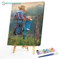 ชุดระบายสีด้วยตัวเลขภาพศิลปะสีน้ำมันรูปคาวบอยแบบทำมือ Hiasan Dinding Rumah 30x40cm