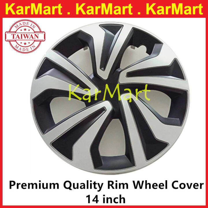 Universal 14" Car Wheel Cover Tyre Center Hub Cap Rim Silver + Black