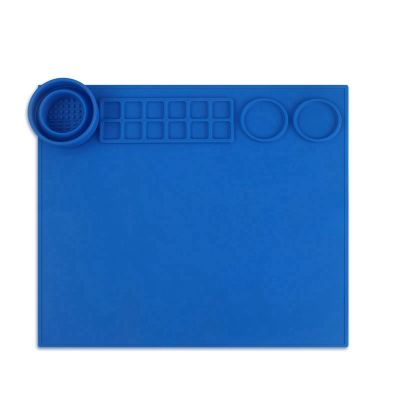 Silicone Craft Mat,Non-Stick Heat Resistant Silicone Painting Sheet with Folding Cup Paint Holder,Silicone Craft Mat