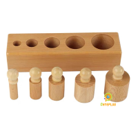 Montessori Mini Knob Cylinders ของเล่นเพื่อการศึกษาไม้ Sensorial วัสดุสำหรับเด็ก Visual Sense ประสบการณ์ Baby S Insert Game