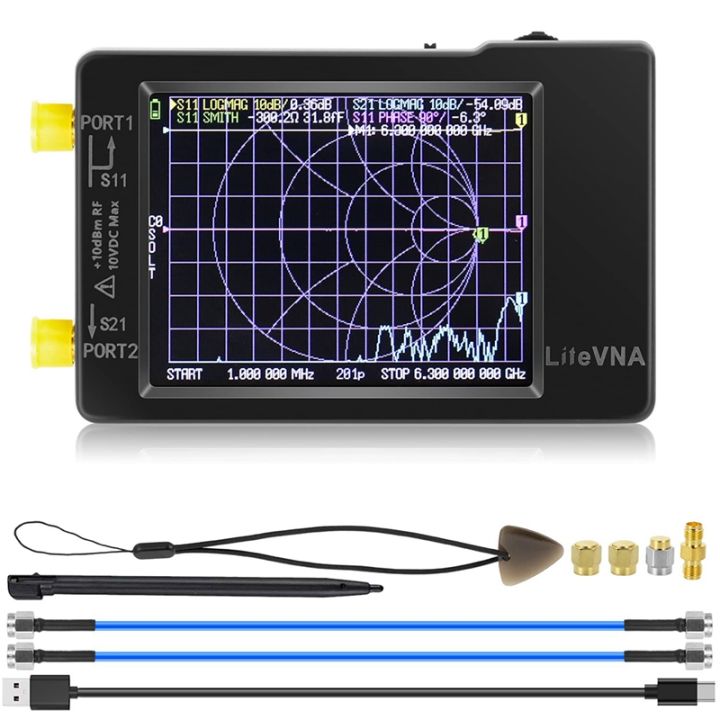 nanovna-litevna-50khz-6-3ghz-vector-network-analyzer-2-8inch-antenna-analyzer-hf-vhf-uhf-swr-phase-microsd-card-port