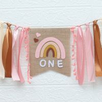 ；‘。、’ Boho Rainbow Party Decorations Birthday 1 Year Girl Happy 1St One Year Birthday Chair Banner Baby Shower Gender Reveal