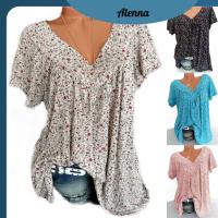 ALENNA Ladies ขนาดพิเศษเสื้อผู้หญิงหลวมเสื้อยืดท็อปแบบตัวสั้นแขนสั้น