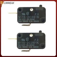 UMMEAX 2pcs 15A สวิตช์ V-15-2C26-K สีดำสีดำ 125/250VAC สวิตช์จำกัด ปกติปิด 2พิน ไมโครสวิตช์ สำหรับ Omron SWITCH shurflo 2088 Series ขั้วต่อ PCB