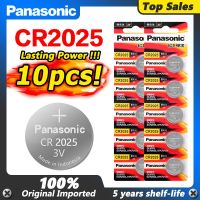 เซลล์ลิเธียมปุ่ม CR2025พานาโซนิค3V ของแท้10ชิ้นสำหรับนาฬิกาเครื่องคิดเลขกล้องถ่ายวิดีโอกล้องดิจิทัล