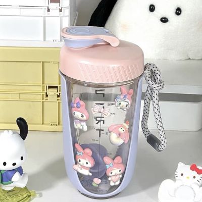 Sanrio Pachacco ถ้วยเขย่าเมโลดี้ของฉันกระบอกน้ำอนิเมะใหม่น่ารัก600มล. ถ้วยผสมนมปั่นหนาป้องกันการตกสำหรับเป็นของขวัญกีฬา