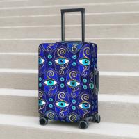 Evil Eye Charm Pattern Suitcase Cover Greek Eyes Mati Amulet Business Protector Vacation Elastic Luggage Case