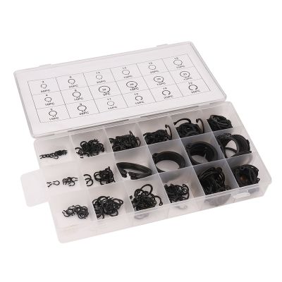 300 Piece C-Clips External Snap Ring Black Washer Hardware Cir Clip Retaining Ring Set For Industrial Fasteners 18 Sizes