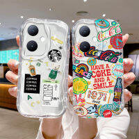 เคส VIVO Y36 Y16 Y35 Y77 Y02s Y01 Y15A Y15s 5G 4G เคสโทรศัพท์ ดีไซน์ใหม่การ์ตูนน่ารักสดใสลายดอกไม้เจ้าหญิง Starbucks Cream เคสนิ่มที่สร้างสรรค์ใส Case 2023