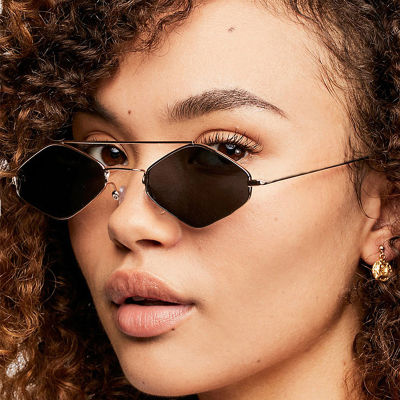 Diamond Women Sunglasses Metal Double Beams Polygonal Ocean Sheet Glasses