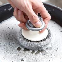 Pot Scrubber Dish Handle Design Not Easy to Rust Effective Stain Removal Reusable Stainless Steel Wool Scrubber Cleaning Brush Sponges Scourers Cloths