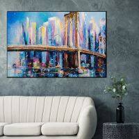 New York City Bridge Landscape ภาพวาดสีน้ำมันผ้าใบพิมพ์ Wall Art โปสเตอร์ภาพประทับใจห้องนั่งเล่นห้องนอนตกแต่งบ้าน Cuadros